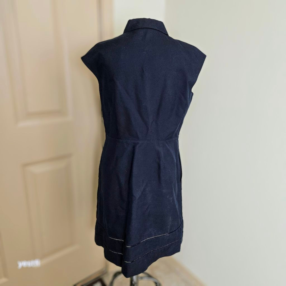 Carolina Herrera Collared Dress Size 8, Navy - Picture 3 of 9